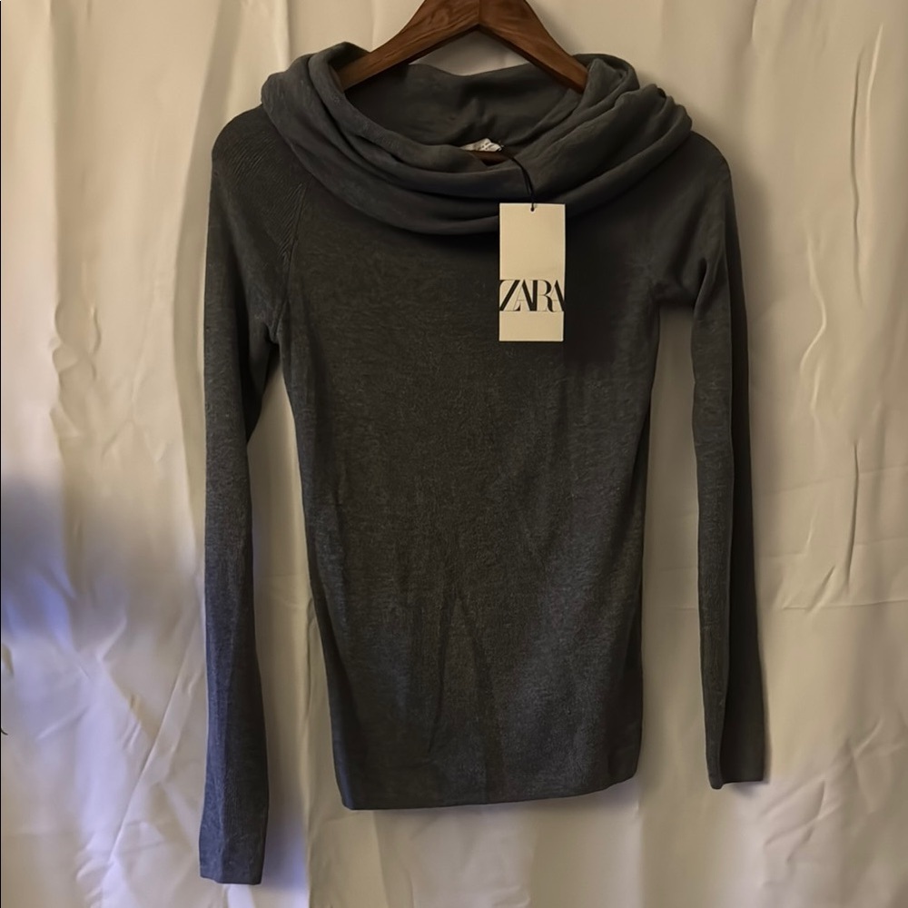 (NWT) Zara | Gray Cowl Neck Sweater Cozy Knit Design